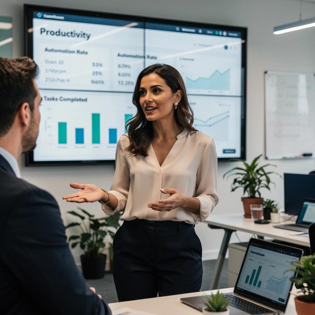 Educator presenting a webinar on practical software automation tips to improve productivity